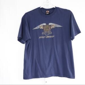 Harley-Davidson Blue T-Shirt with Wings & Fire XL